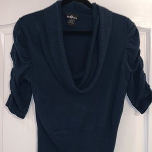 Cowl-neck sweater deep blue/green size L